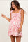 Pink Printed Smocked Ruffle Strap Maternity Dress
