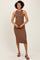 Brown Sleeveless Ribbed Knit Midi Dress