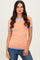 Orange Striped Knit Contrast Trim Top