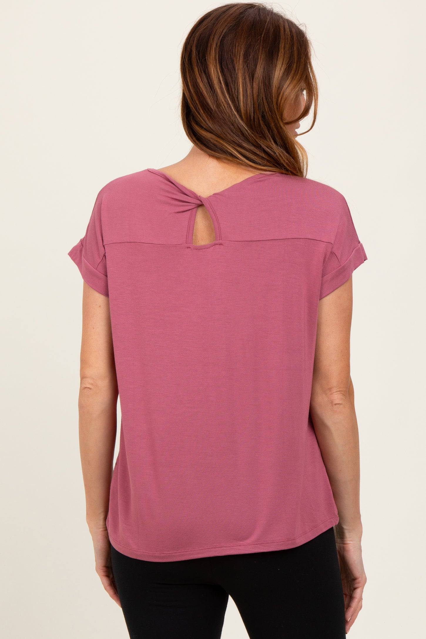 Mauve Key Hole Back Detail Top