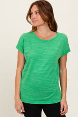 Green Heather Textured Short Sleeve Top