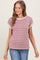 Mauve Textured Striped Short Sleeve Top