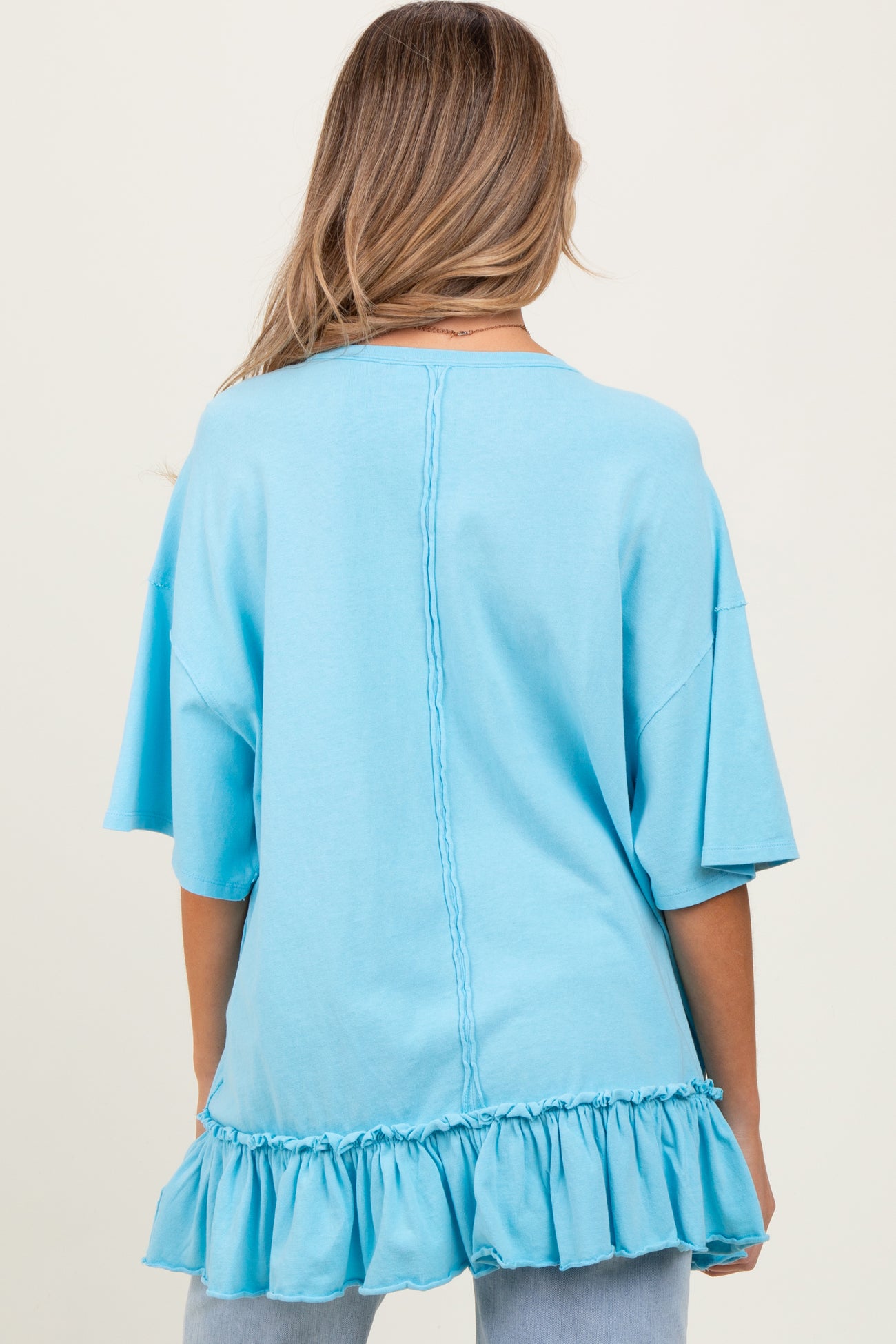Aqua Relaxed Ruffled Tunic Maternity Top