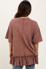 Rust Relaxed Ruffled Tunic Top