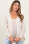 White Knit Open Front Maternity Cardigan