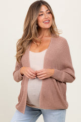 Mocha Knit Open Front Maternity Cardigan