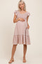 Taupe Solid Ruffle Trim Smocked Maternity Dress