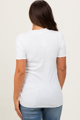 Ivory Ribbed Short Sleeve Maternity Top