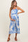 Royal Blue Floral Scallop Trim Maternity Midi Dress