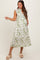 Light Olive Floral Scallop Hem Tiered Maternity Midi Dress
