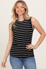 Black/Ivory Stripe Knitted Tank Top