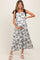 Cream/Black Floral Print Shoulder Bow Tie Maternity Midi Dress
