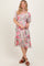 Pink Floral Smocked Midi Dress