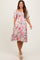 Pink Floral Smocked Maternity Midi Dress