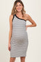 Cream/Black One Shoulder Striped Maternity Bodycon Knit Dress