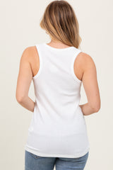 Ivory Ribbed Scoop Neck Racerback Tank Top