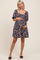 Navy Floral Puff Sleeve Maternity Dress