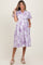 Lavender Floral Print Belted Maternity Midi Dress