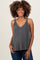 Charcoal Ribbed V-Neck Flowy Maternity Tank