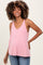 Light Pink Ribbed V-Neck Flowy Maternity Tank