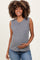 Heather Grey Basic Crew Neck Maternity Tank
