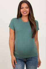 Light Olive Classic Crewneck Maternity T-Shirt