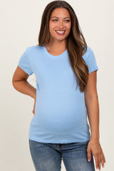 Light Blue Classic Crewneck Maternity T-Shirt