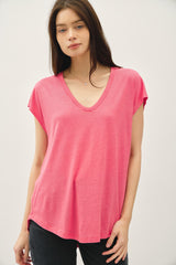 Fuchsia V-Neck Maternity Top