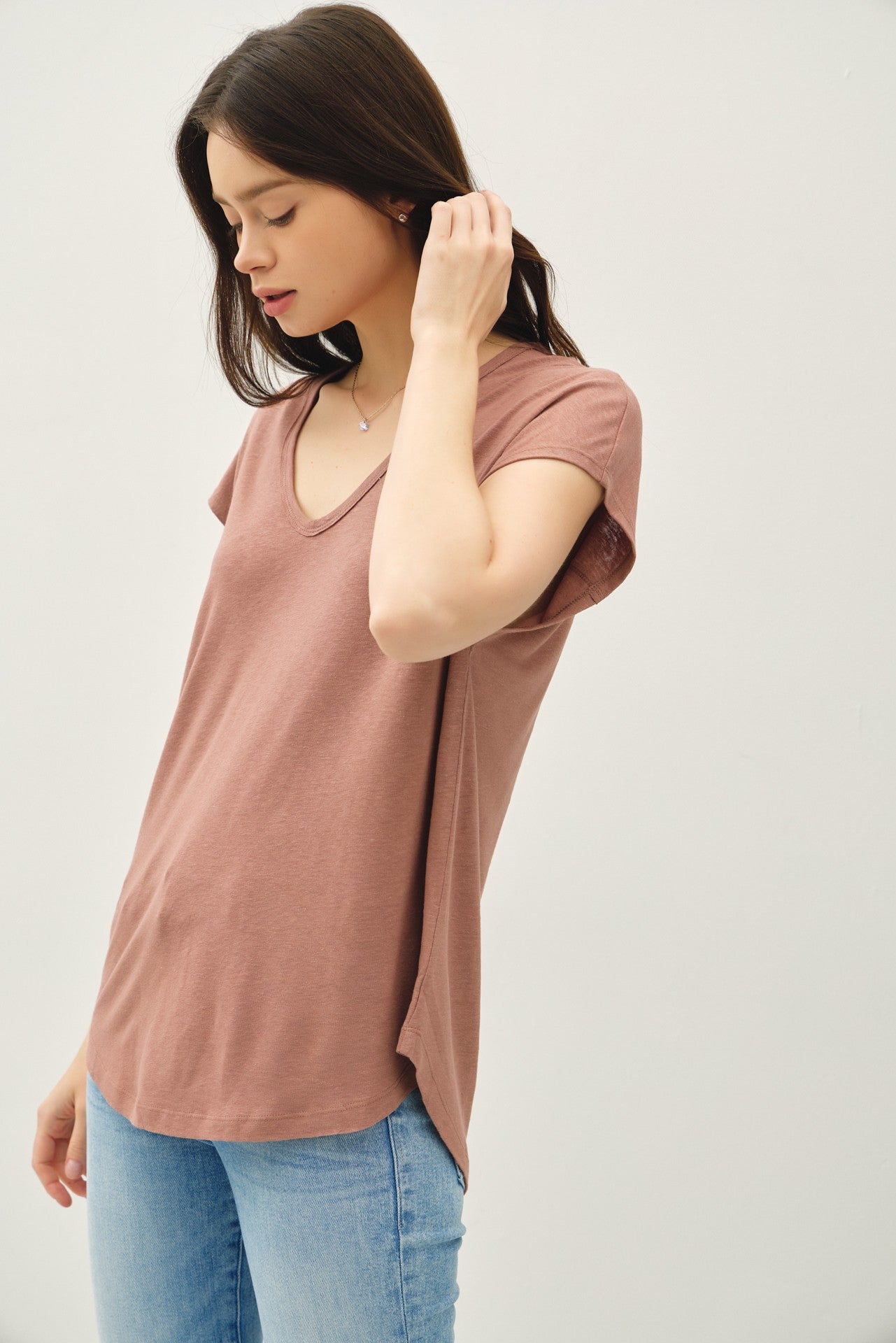 Brown V-Neck Top
