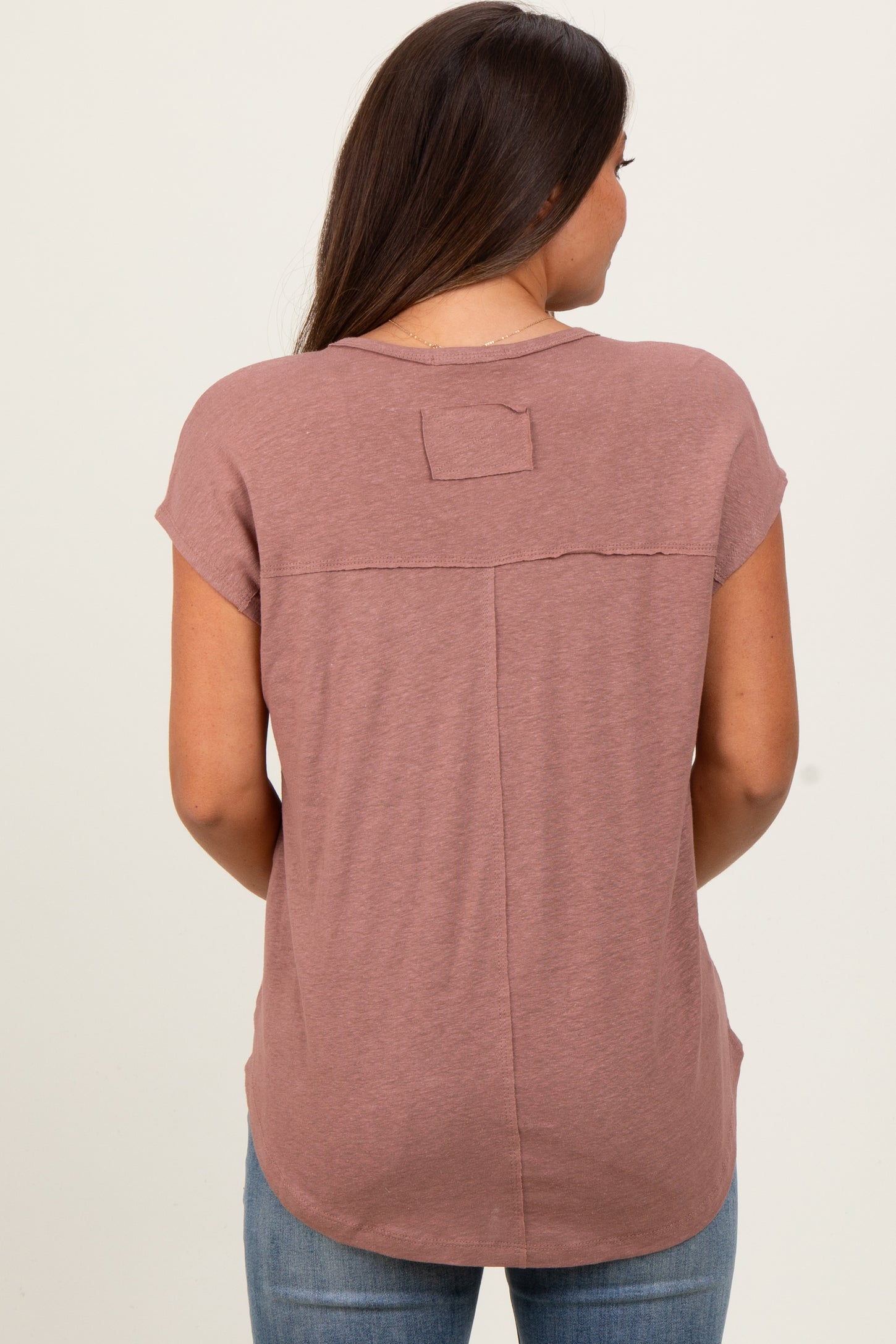 Brown V-Neck Maternity Top