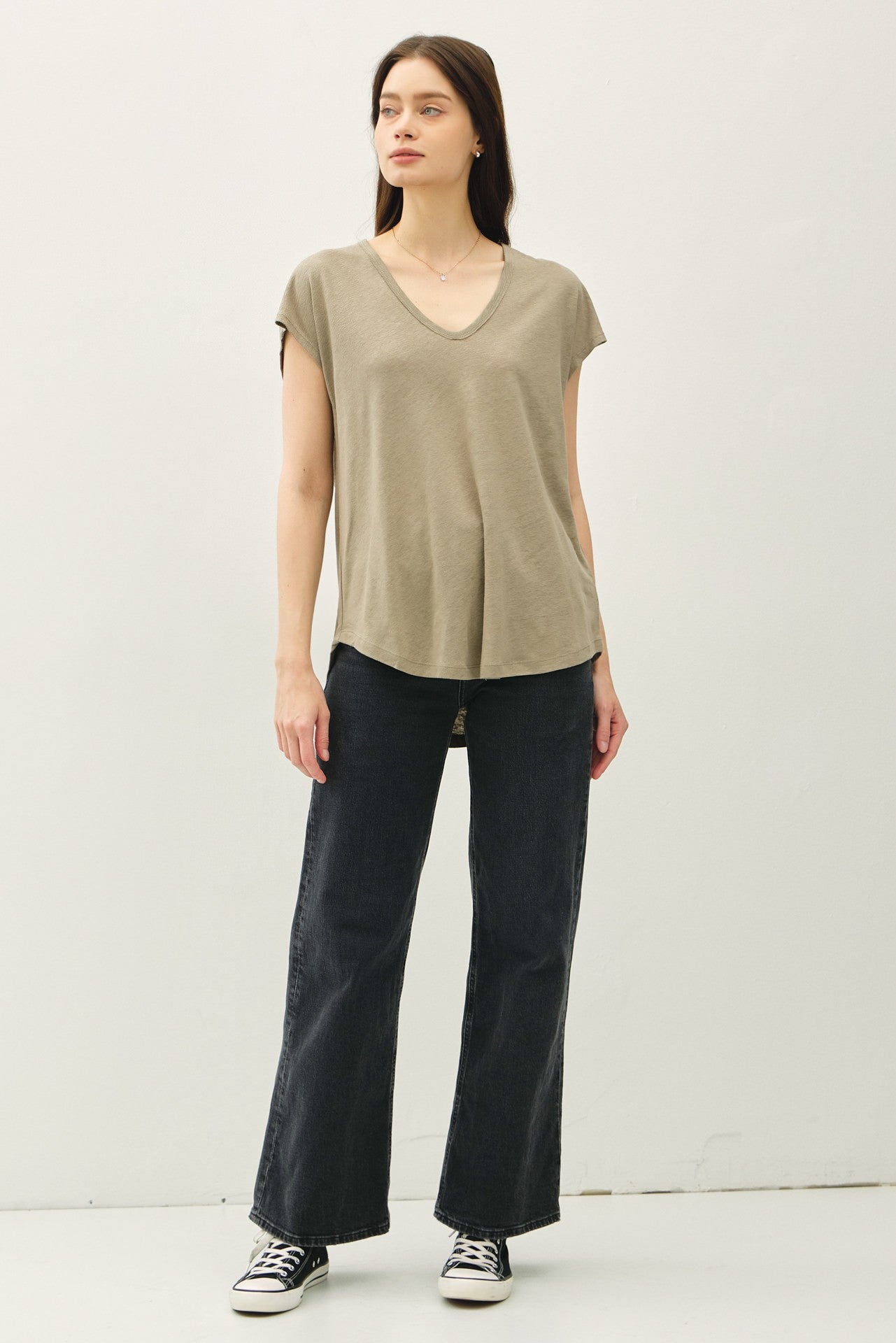 Olive V-Neck Top