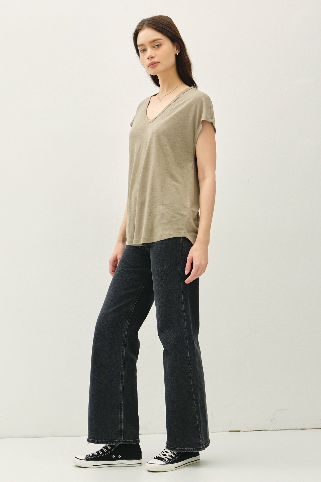 Olive V-Neck Top