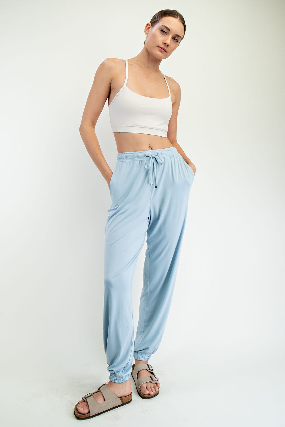 Light Blue Drawstring Jogger Pants