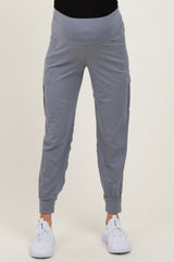 Grey Cargo Pocket Maternity Jogger Pants