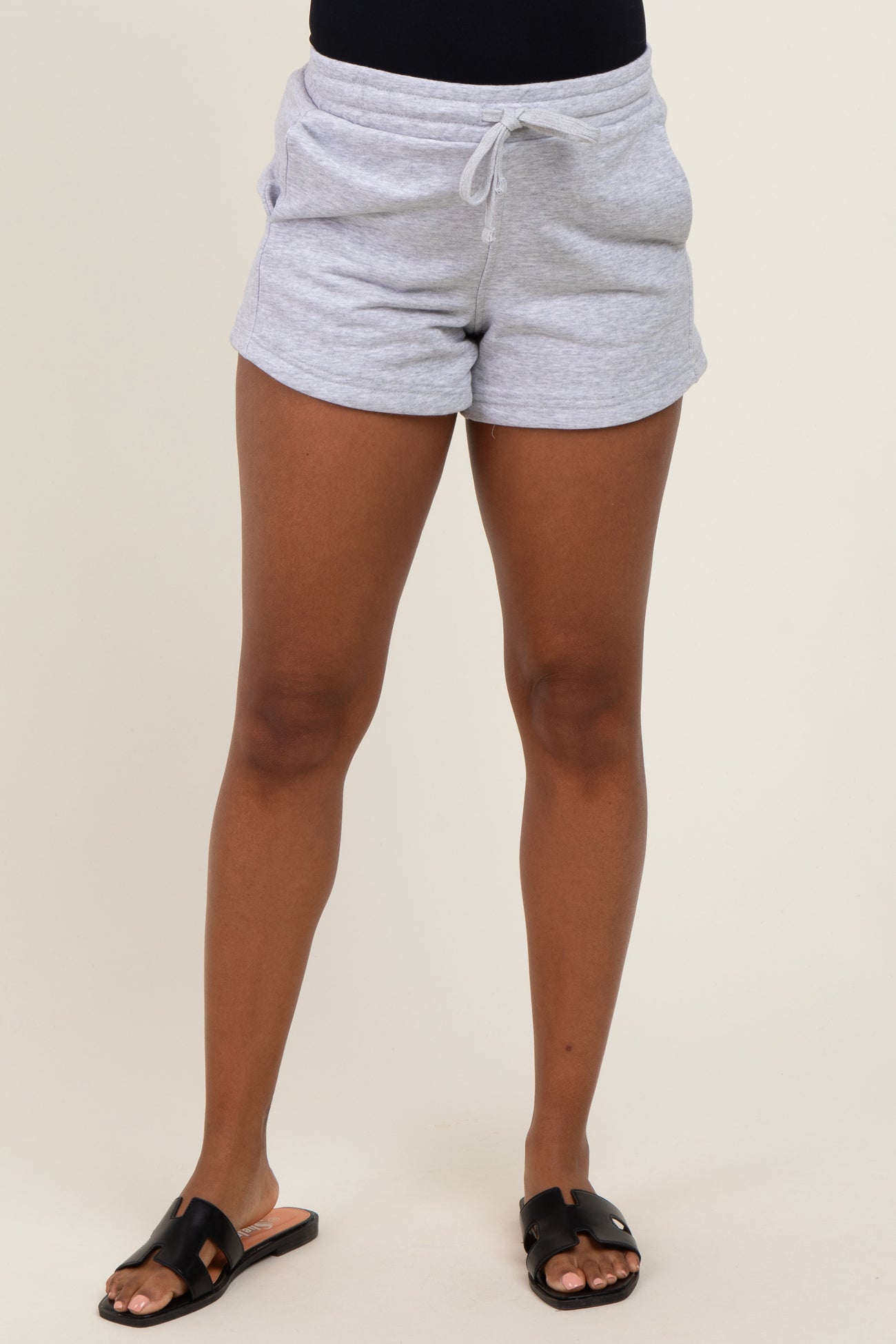 Heather Grey Terry Maternity Shorts