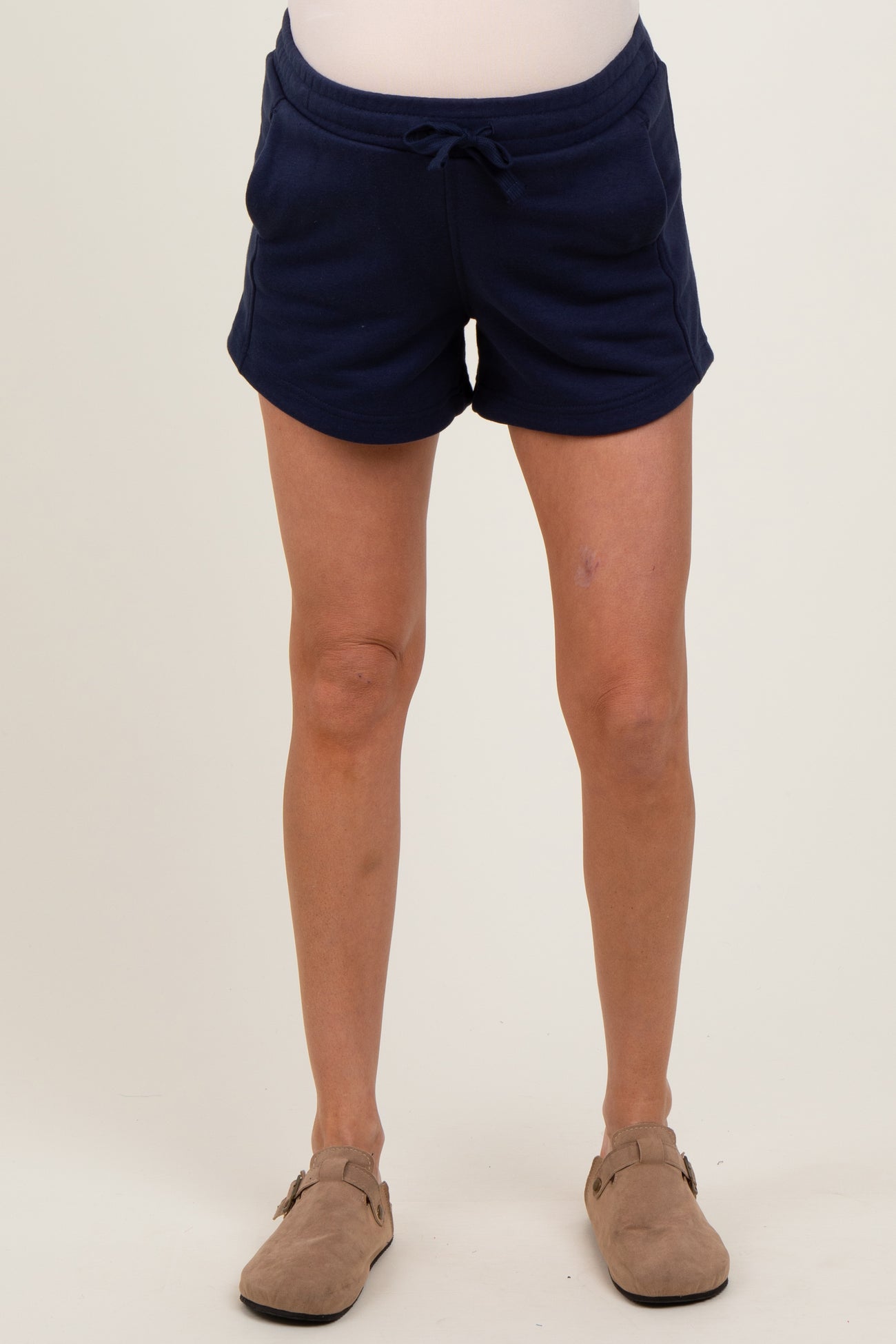 Navy Blue Terry Maternity Shorts