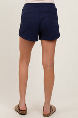 Navy Blue Terry Maternity Shorts