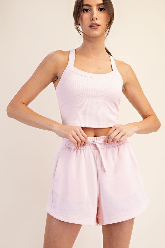 Light Pink Terry Maternity Shorts