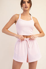 Light Pink Terry Maternity Shorts