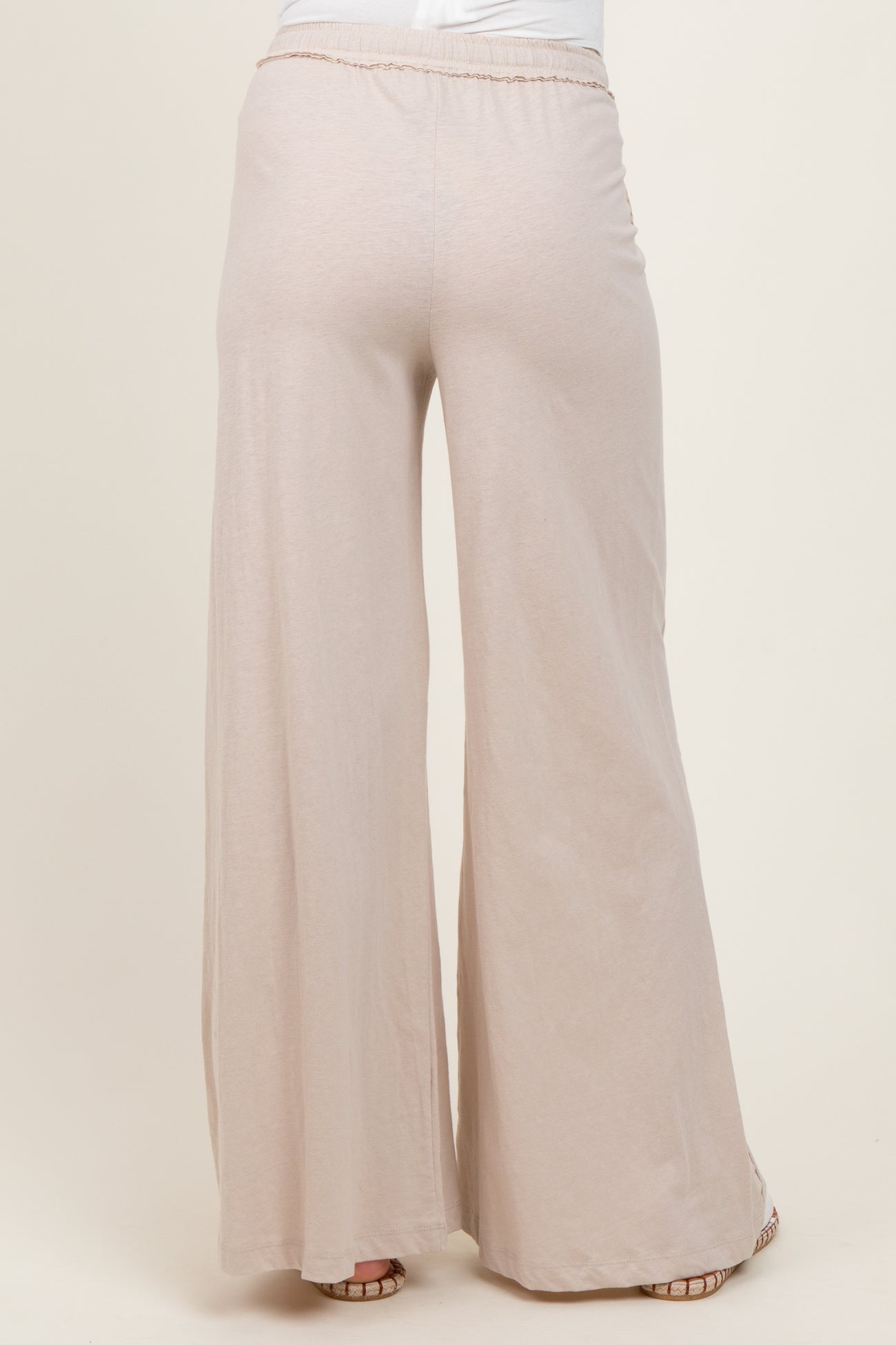 Cream Drawstring Wide Leg Maternity Lounge Pant