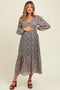 Blue Floral Smocked Waist Maternity Maxi Dress