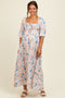 Peach Floral Smocked Front Tie Maternity Maxi Dress