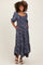 Navy Floral Smocked Handkerchief Hem Maternity Maxi Dress