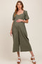 Olive Sweetheart Cropped Wide Leg Maternity Jumpsuit