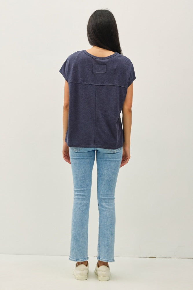 Charcoal Linen Blend Short Sleeve Tee