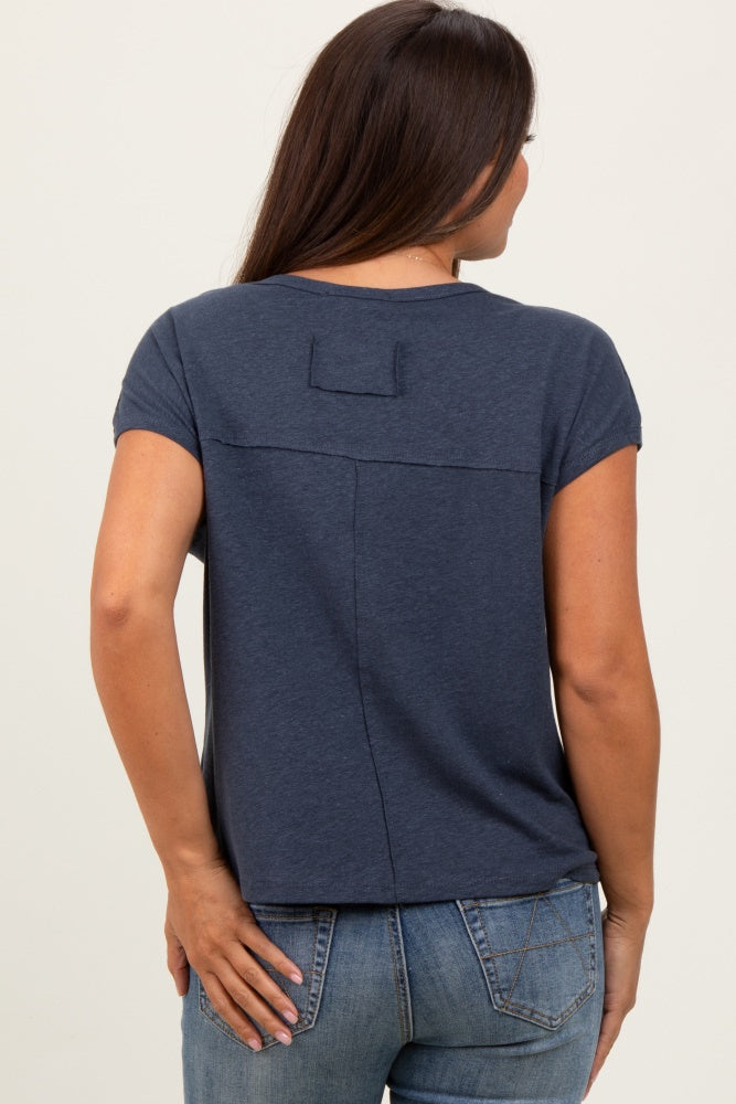 Charcoal Linen Blend Maternity Short Sleeve Tee