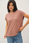 Brown Linen Blend Short Sleeve Tee