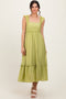 Lime Ruffle Strap Square Neck Midi Dress