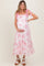 Pink Floral Chiffon Overlay Lace Shoulder Tie Maternity Midi Dress