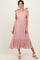 Light Pink Scallop Trim Shoulder Tie Midi Dress